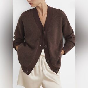Medium brown Mango contrast detail Cardigan Sweater